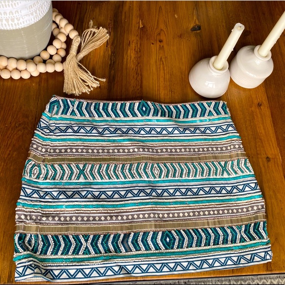 Beaded Zara Mini Skirt with Aztec Pattern - Picture 1 of 4
